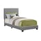 Monarch Specialties Bed, Twin Size, Platform, Bedroom, Frame, Upholstered, Pu Leather Look, Wood Legs, Grey I 5912T - alternate 1